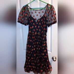 Hot Topic Black Strawberry Glitter Dress Medium